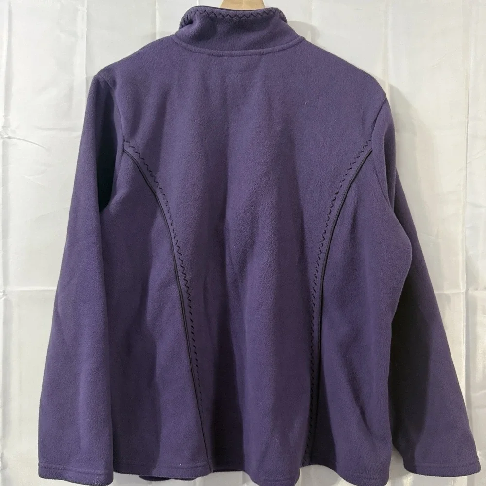Coldwater Creek Womens 1X 16/18 Purple Fleece Quarter‎ 1/4 Zip Jacket Sweatshirt
